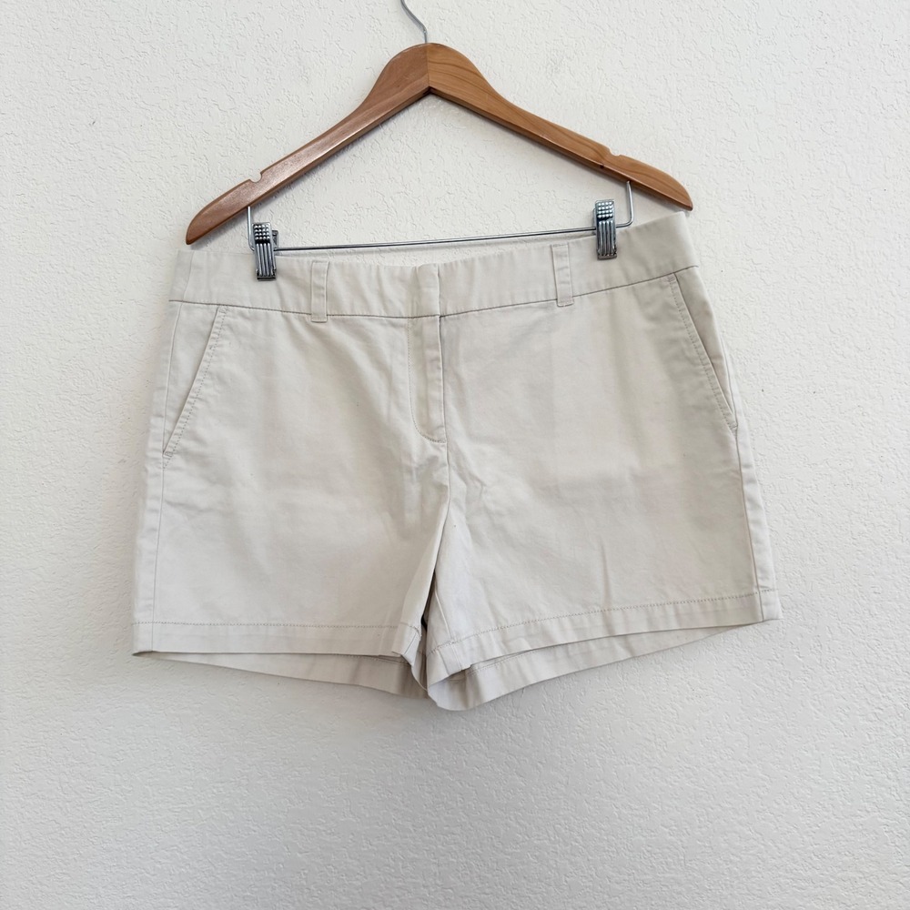 LOFT Outlet Womens Khaki Chino Shorts Beige 4 Inch Inseam Size 12 Mid Rise